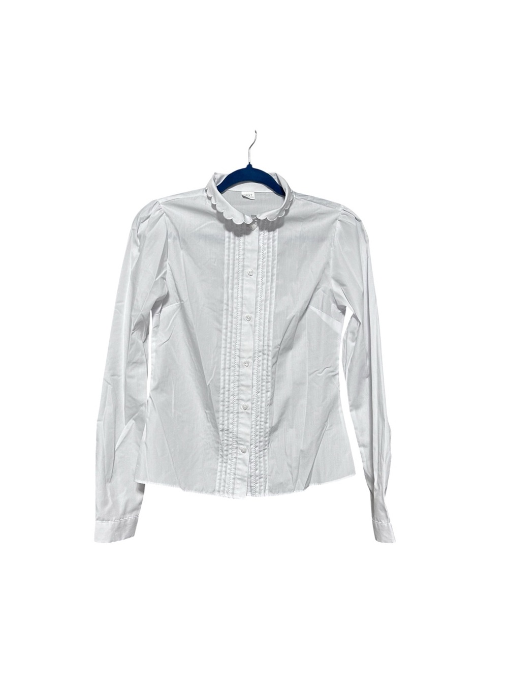 next White Collared Button-Front School Blouse 14 Years Scalloped Collar Heart